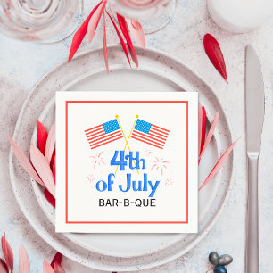 July Fourth American Flag Fireworks Napkins