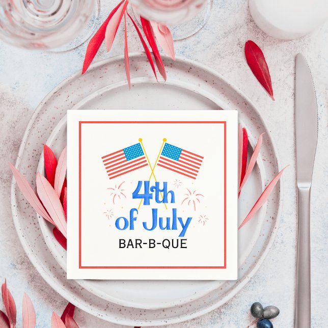 July Fourth American Flag Fireworks Napkins (July Fourth American Flag Fireworks Napkins)