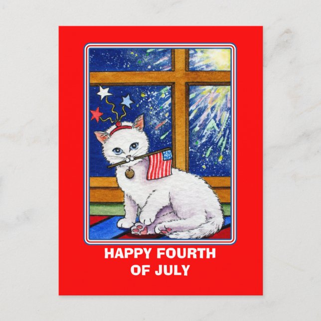 July Fourth Cat Postcard (Front)