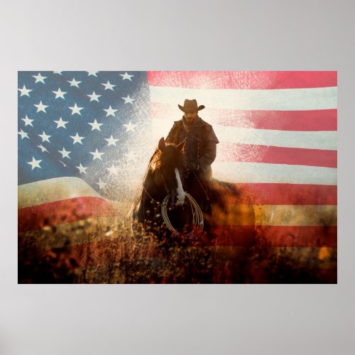 July Fourth cowboy portrait Poster