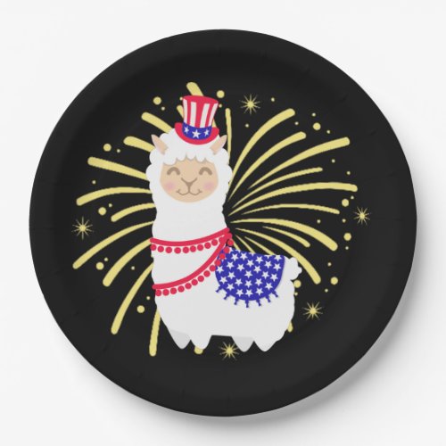 July Fourth Llama Paper Plates