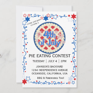 July Fourth Pie Eating Contest BBQ Fireworks Invitation