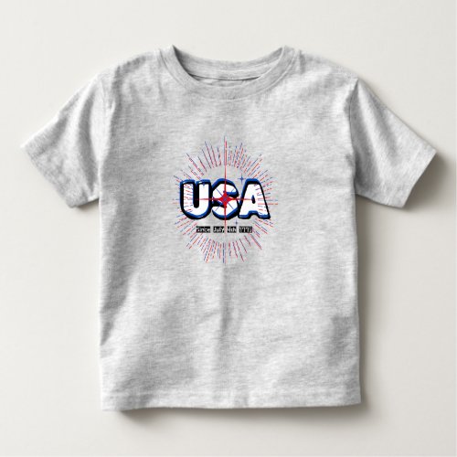 July Fourth USA Text N Rays Red Blue White Design  Toddler T_shirt