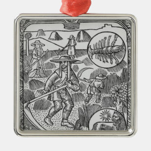 July, haymaking, Cancer Metal Ornament