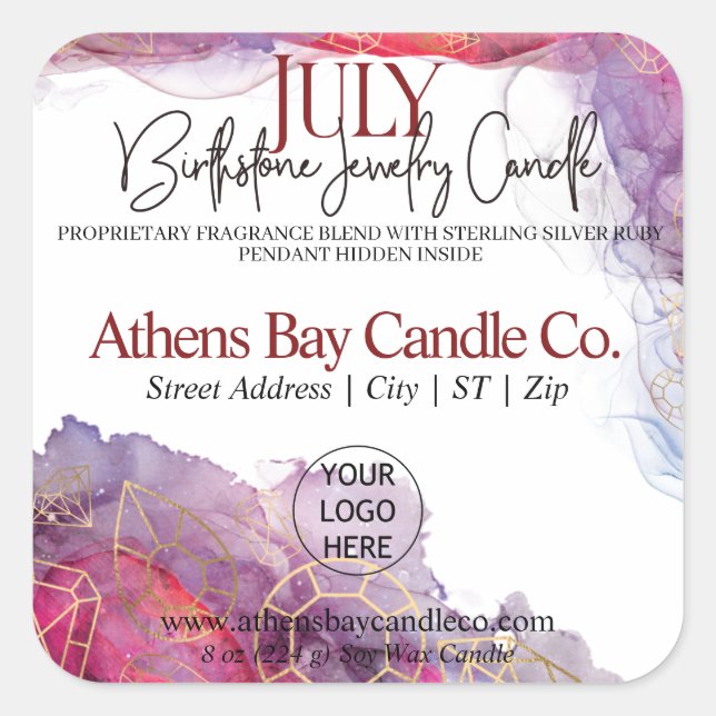 July Hidden Jewelry Candle Product Label (Front)