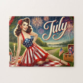 July Independence Pin-Up Celebration Jigsaw Puzzle
