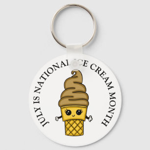 July is National Ice Cream Month Button Keychain