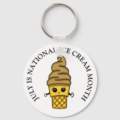 July is National Ice Cream Month   Button Keychain