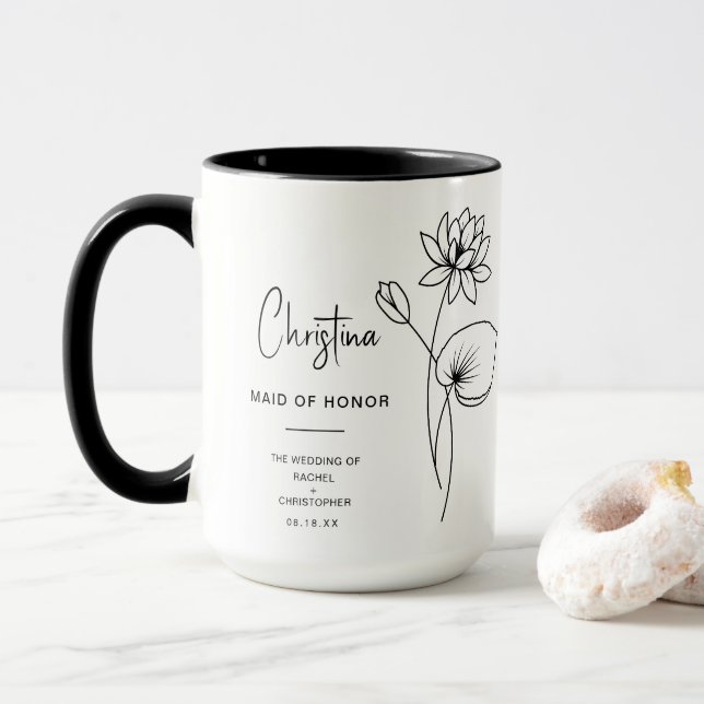 July Maid of Honor | Water Lily Birth Flower Mug (With Donut)