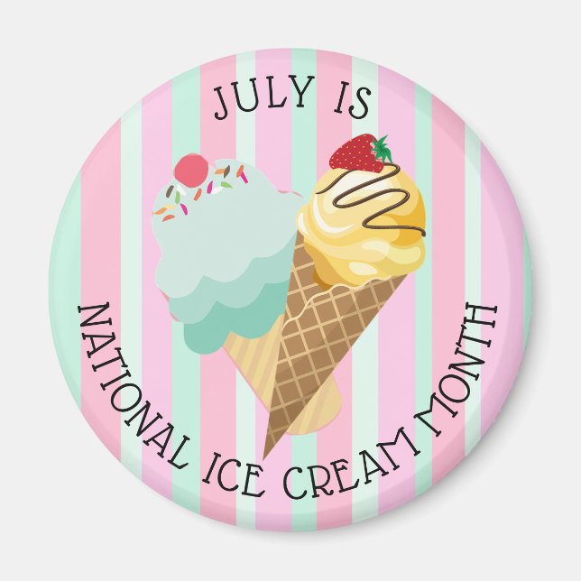 July National Ice Cream Month Refrigerator Magnet (Front)