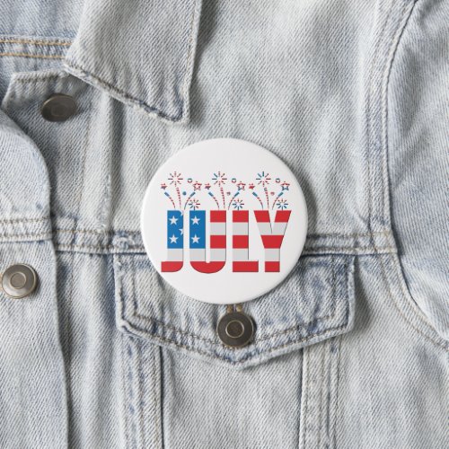 July Party Month American Stars and Stripes Button