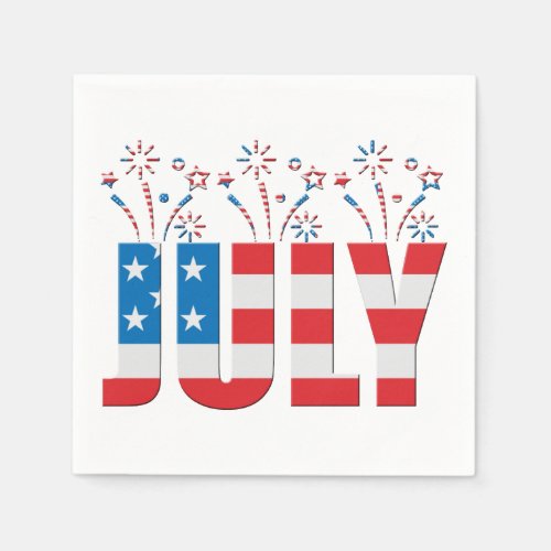July Party Month American Stars and Stripes Napkins