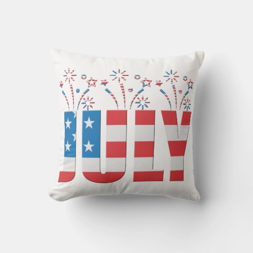 July Party Month American Stars and Stripes Outdoor Pillow