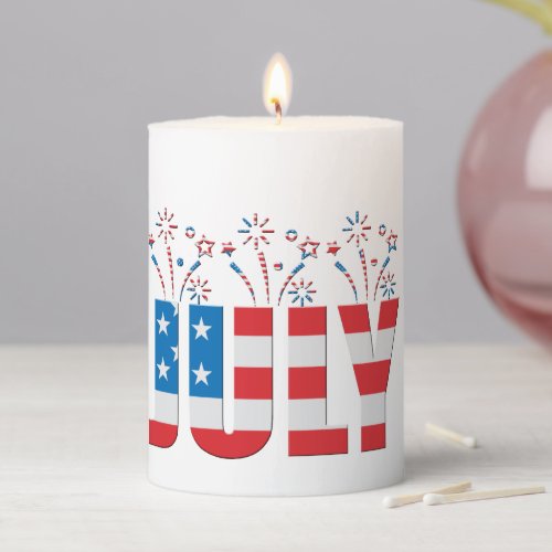July Party Month American Stars and Stripes Pillar Candle