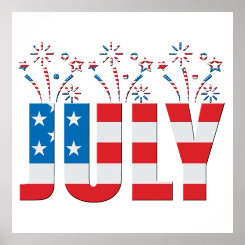 July Party Month American Stars and Stripes Poster
