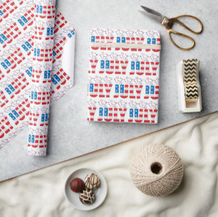 July Party Month American Stars and Stripes Wrapping Paper