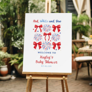 July Red White and Due Baby Shower Welcome Foam Board