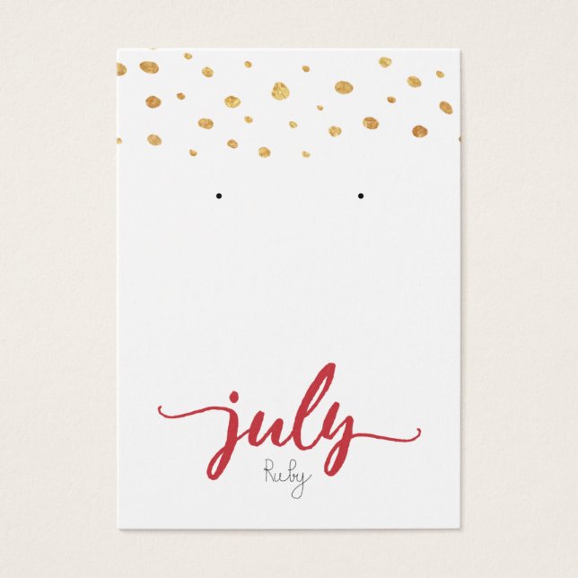 July Ruby Birthstone Earring Display Card (Front)