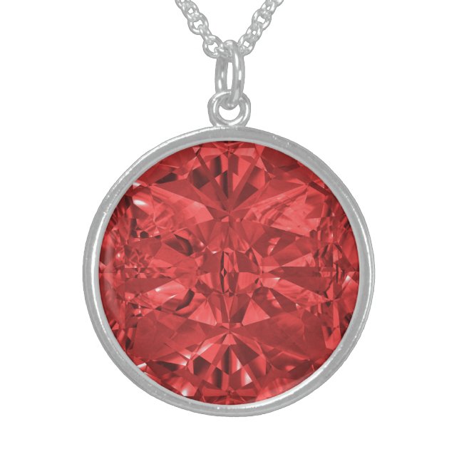 July Ruby Birthstone Necklace (Front)