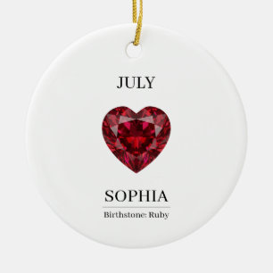 July Ruby Personalized Birthday Ceramic Ornament