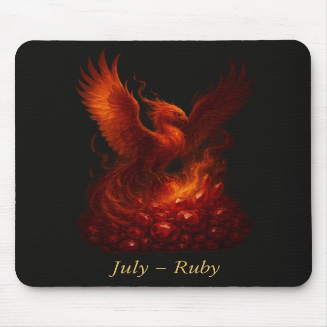 July Ruby – Phoenix & Fiery Birthstone Mouse Pad (Front)