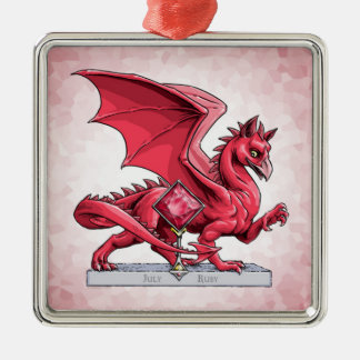 July’s Birthstone Dragon: Red Ruby Metal Ornament
