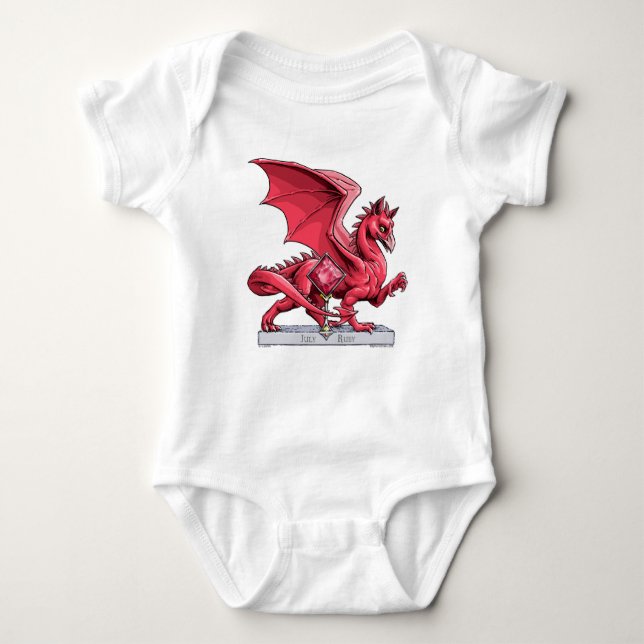 July’s Birthstone Dragon: Ruby Baby Bodysuit (Front)