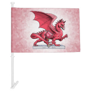 July’s Birthstone Dragon: Ruby Car Flag
