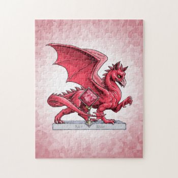 July’s Birthstone Dragon: Ruby Jigsaw Puzzle by critterwings at Zazzle