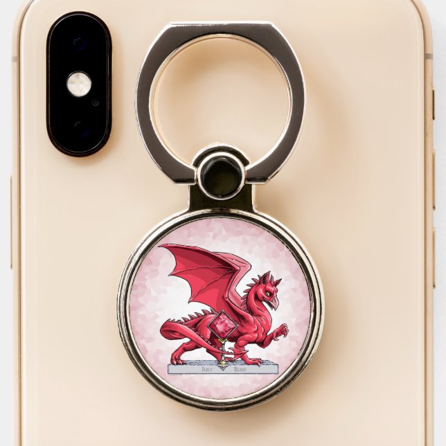 July’s Birthstone Dragon: Ruby  Phone Ring Stand (Close Up)