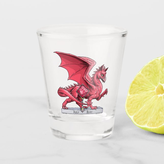 July’s Birthstone Dragon: Ruby Shot Glass (Front)