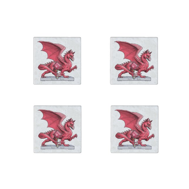 July’s Birthstone Dragon: Ruby Stone Magnet (Front)