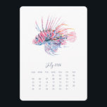 July Stand Alone Calendar Tropical Fish<br><div class="desc">Bring a splash of the sea to your workspace with this July 2026 calendar card from my 2026 calendar collection. Featuring my original watercolor design of a vibrant tropical fish lionfish, this cute stand-alone calendar is the perfect addition to your desk top calendars. Display it on a small easel desk...</div>