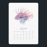 July Stand Alone Calendar Tropical Fish<br><div class="desc">Bring a splash of the sea to your workspace with this July 2026 calendar card from my 2026 calendar collection. Featuring my original watercolor design of a vibrant tropical fish lionfish, this cute stand-alone calendar is the perfect addition to your desk top calendars. Display it on a small easel desk...</div>