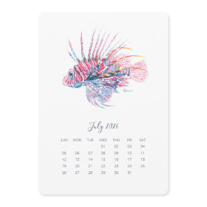 July Stand Alone Calendar Tropical Fish
