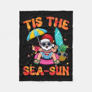 July Summer Lovers Beach Santa Tis The Sea-sun Fleece Blanket
