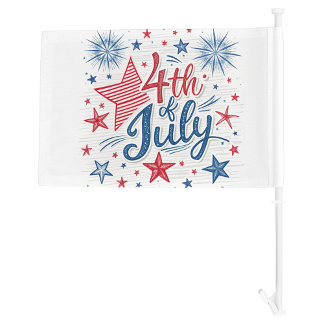 July Text Car Flag