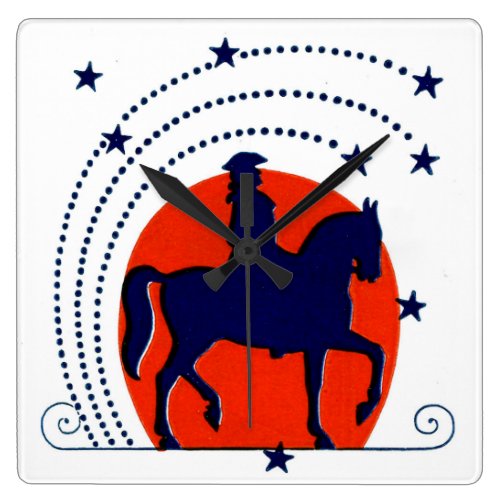 July the 4th horse patriotic Independence Day Square Wall Clock
