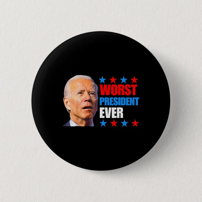 July Trump 2024 Election Worst President Ever Joe  Button (Front)