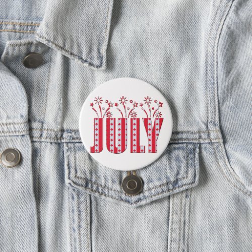 July Typography Canadian Maple Leaf Flag Button
