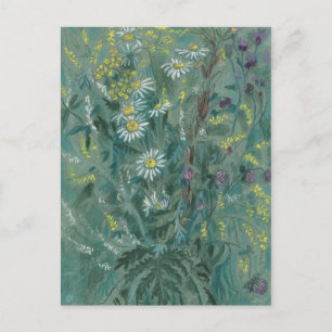 July Wildflowers, Summer Flowers Floral Art Gray Postcard