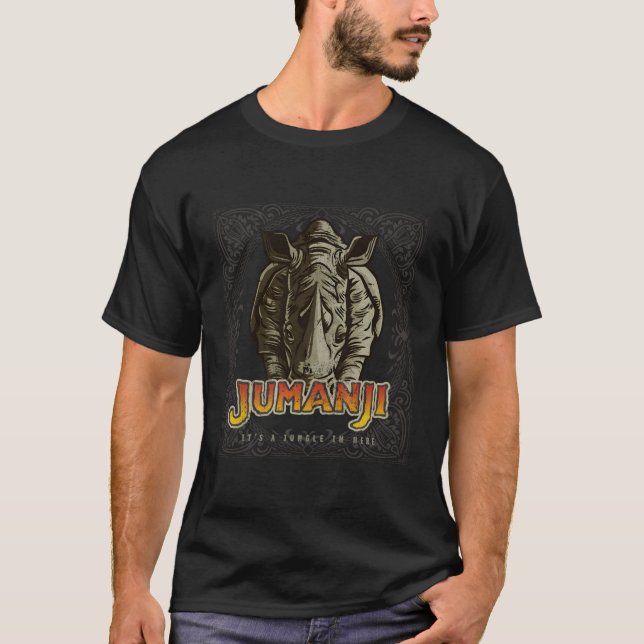 Jumanji Distressed Rhino Board Game Piece T-Shirt (Front)