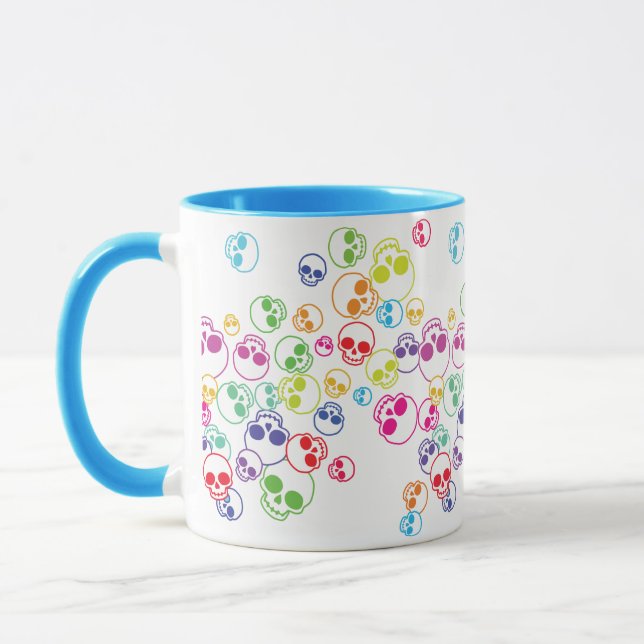 Jumble Of Colorful Skulls Mug (Left)
