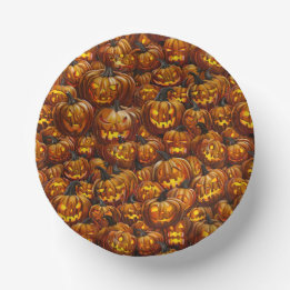 Jumble of Jack-o-Lanterns Paper Bowls