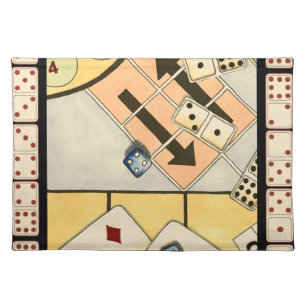 Jumbled Assortment of Games of Chance Cloth Placemat