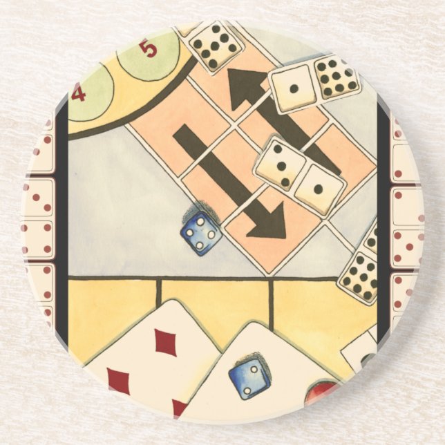 Jumbled Assortment of Games of Chance Coaster (Front)