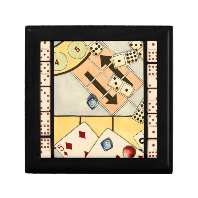 Jumbled Assortment of Games of Chance Keepsake Box (Front)