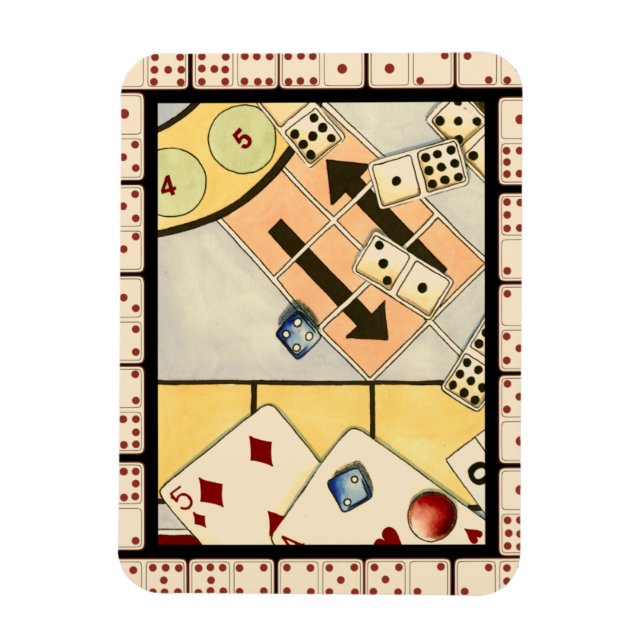 Jumbled Assortment of Games of Chance Magnet (Vertical)