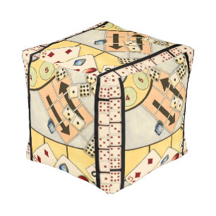 Jumbled Assortment of Games of Chance Pouf