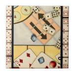 Jumbled Assortment of Games of Chance Tile<br><div class="desc">There are no rules in this jumbled assortment of games of chance. Would you like to play cards? How about some dominoes? Maybe you want to roll the dice and see what comes up? Take a chance on this painting today!</div>
